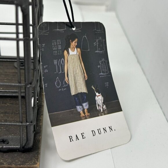 Rae Dunn LETTERS Wire Mail Basket Organizer Wood Base Farmhouse Office Decor - Picture 11 of 12